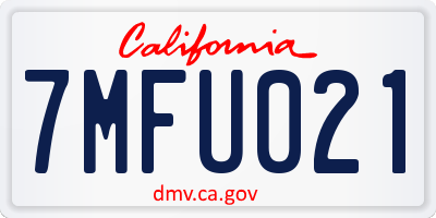 CA license plate 7MFU021