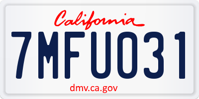 CA license plate 7MFU031
