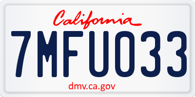 CA license plate 7MFU033