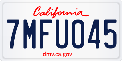 CA license plate 7MFU045