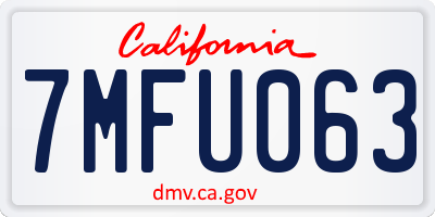 CA license plate 7MFU063
