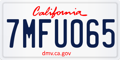 CA license plate 7MFU065