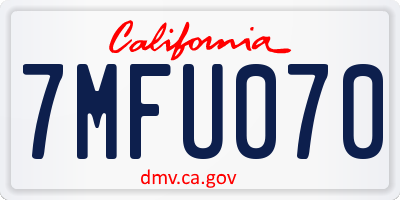 CA license plate 7MFU070