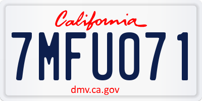 CA license plate 7MFU071