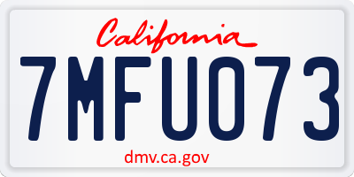 CA license plate 7MFU073