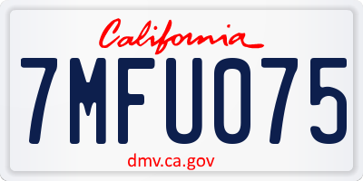 CA license plate 7MFU075