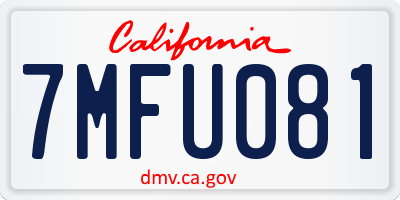 CA license plate 7MFU081