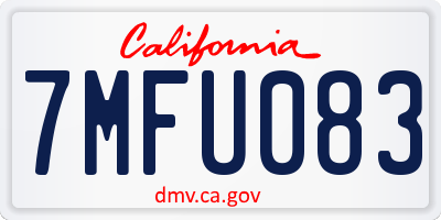 CA license plate 7MFU083