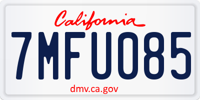 CA license plate 7MFU085