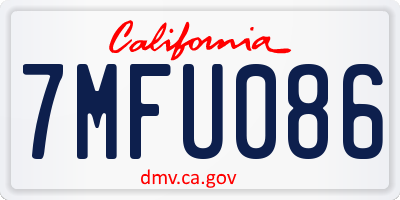 CA license plate 7MFU086