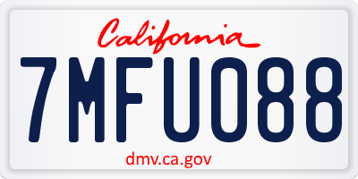 CA license plate 7MFU088