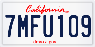 CA license plate 7MFU109