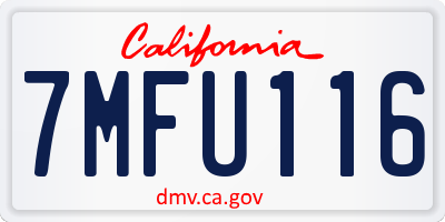 CA license plate 7MFU116