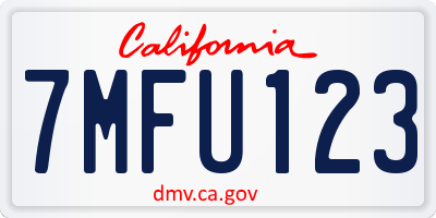 CA license plate 7MFU123