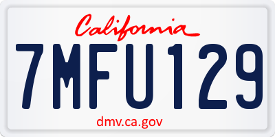 CA license plate 7MFU129