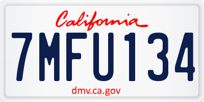 CA license plate 7MFU134