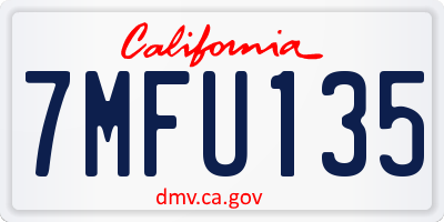 CA license plate 7MFU135