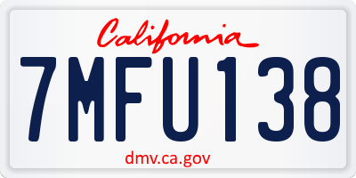 CA license plate 7MFU138