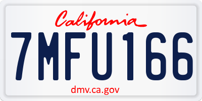 CA license plate 7MFU166