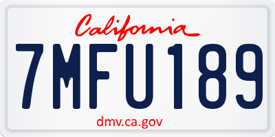 CA license plate 7MFU189