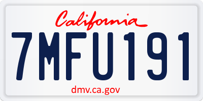 CA license plate 7MFU191