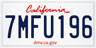 CA license plate 7MFU196