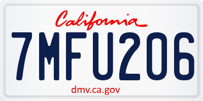 CA license plate 7MFU206