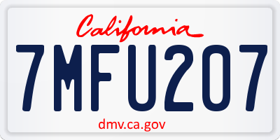 CA license plate 7MFU207