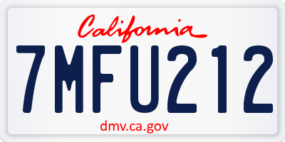 CA license plate 7MFU212