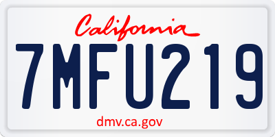 CA license plate 7MFU219