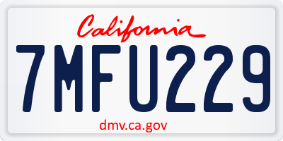 CA license plate 7MFU229