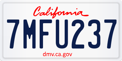 CA license plate 7MFU237