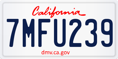 CA license plate 7MFU239