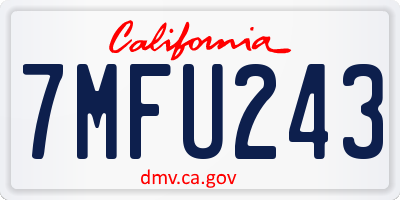 CA license plate 7MFU243