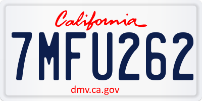 CA license plate 7MFU262