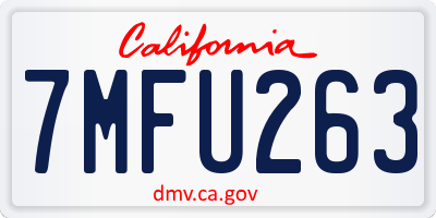 CA license plate 7MFU263