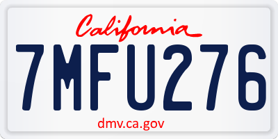 CA license plate 7MFU276