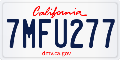 CA license plate 7MFU277