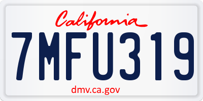 CA license plate 7MFU319