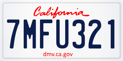 CA license plate 7MFU321