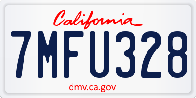 CA license plate 7MFU328