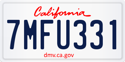 CA license plate 7MFU331