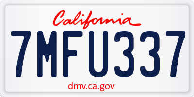 CA license plate 7MFU337