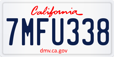 CA license plate 7MFU338