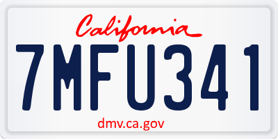 CA license plate 7MFU341