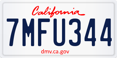 CA license plate 7MFU344