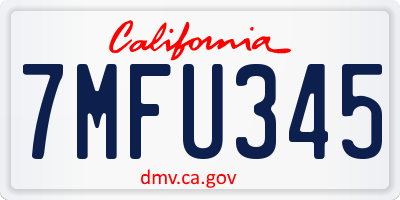 CA license plate 7MFU345