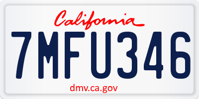 CA license plate 7MFU346