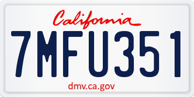CA license plate 7MFU351