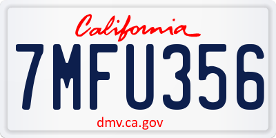 CA license plate 7MFU356